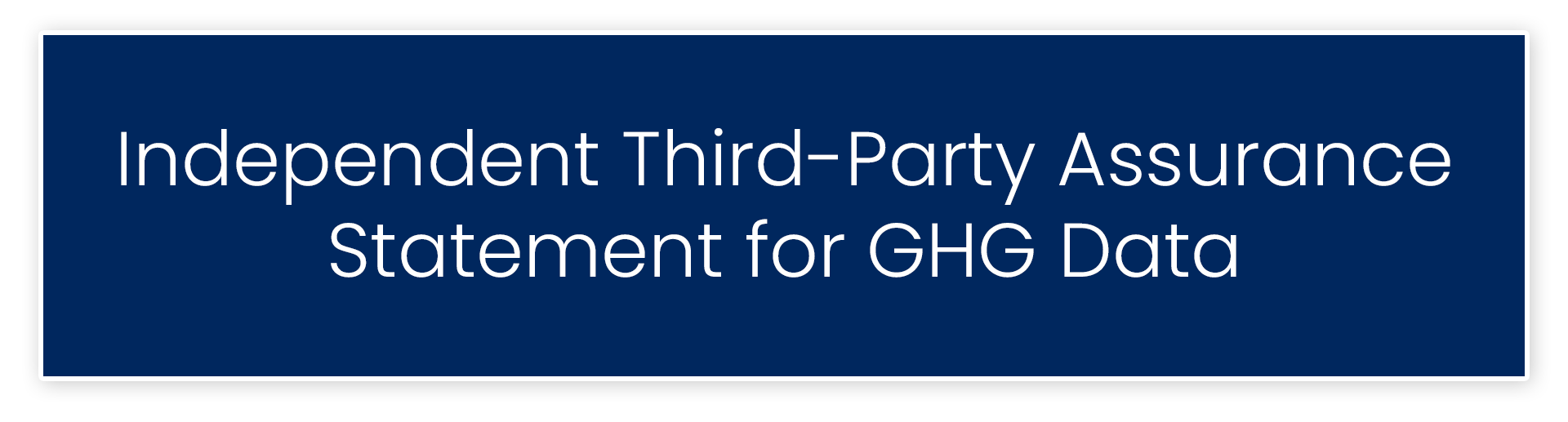 Independent Third-Party Assurance Statement for GHG Data